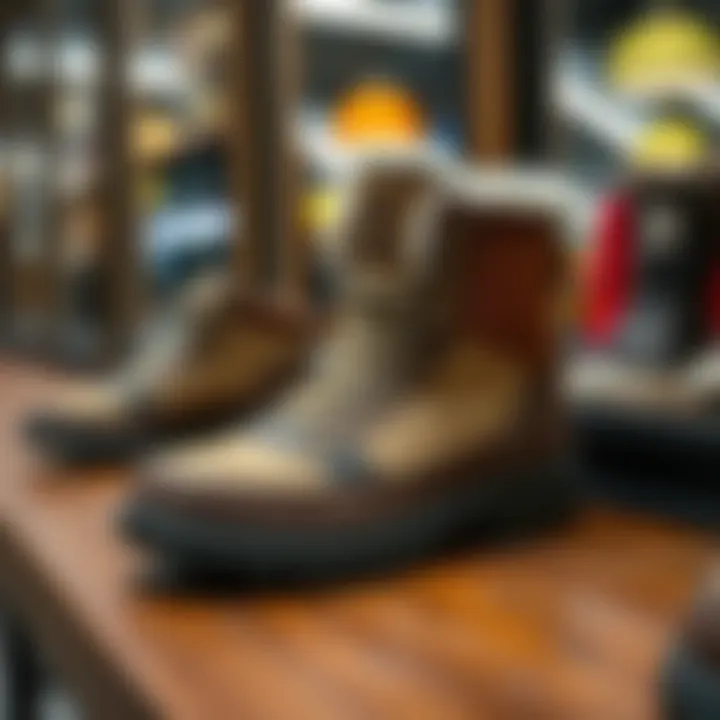 Trendsetting Winter Footwear Trendsetting winter footwear displayed in a fashionable setting